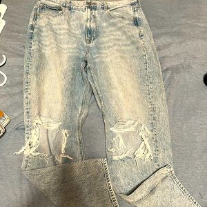 Distressed mom jeans